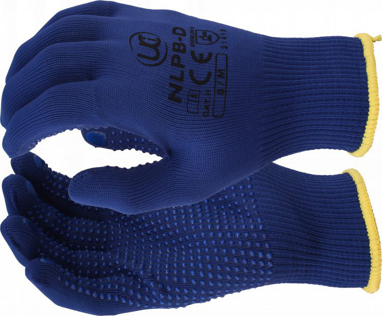 Navy PVC Dotted Polyester Gloves