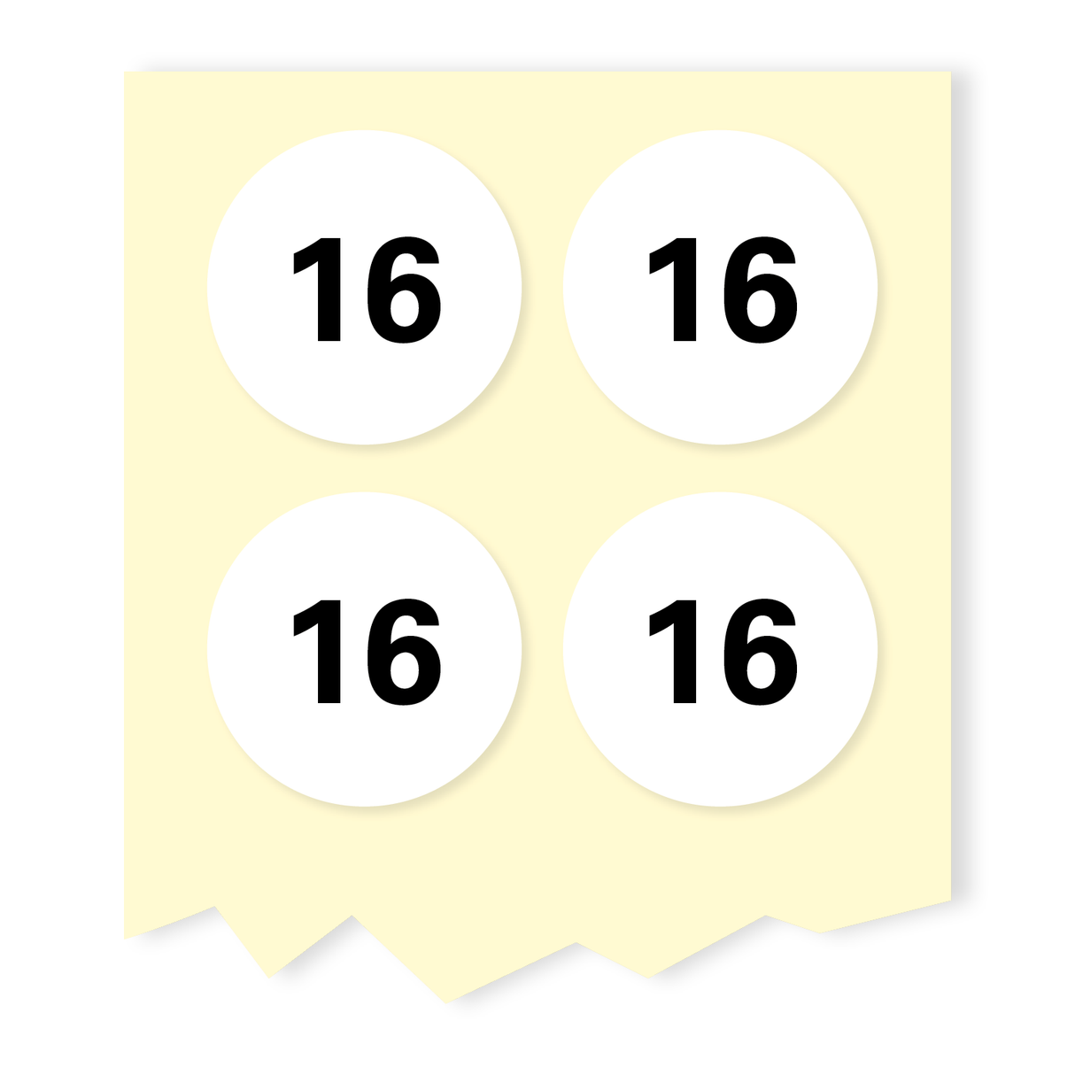 8MM NUMBER LABELS, ROLL OF 1000 - NUMBER 16