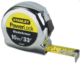 Stanley Power Lock Tape Measures (3m/10', 5m/16', 8m/25' & 10m/33' sizes) - Tacura