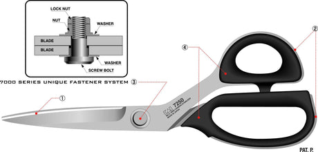 KAI 7000: 10"/250mm PROFESSIONAL TAILORS SHEARS - Tacura