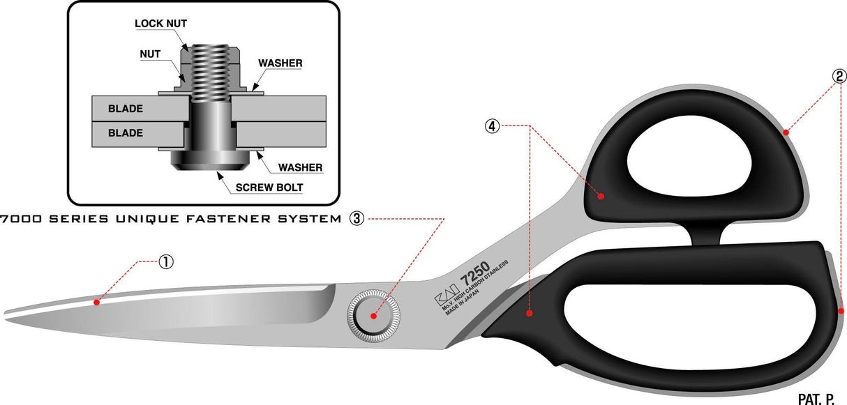 KAI 7000: 9"/230mm PROFESSIONAL TAILORS SHEARS - Tacura