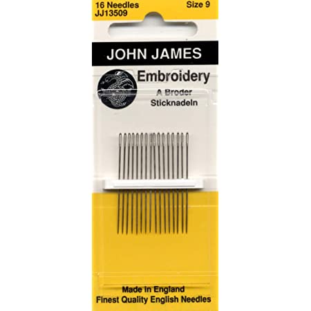 JOHN JAMES SIZE 9 EMBROIDERY NEEDLES (1 CARD)